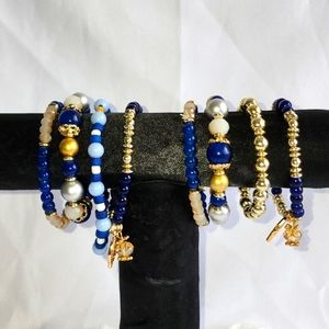 Diva Stack Dark Blue and Gold Bracelets NWOT